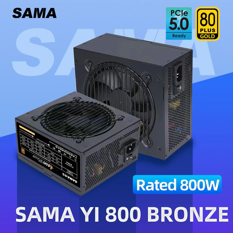 SAMA fonte 800W Gold 80 Plus Medal Full Module ATX3.0 Desktop Mechatronics Gaming PCIE5.0 Computer Power Supply pc pc gamer