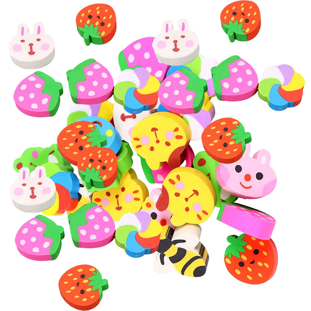 60Pcs Cartoon Erasers Multifunction Portable Pencil Erasers for Classroom Office Bulk Animal Eraser