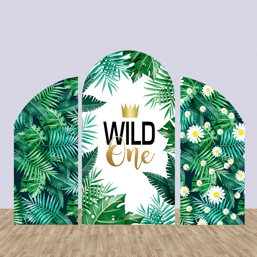 Fondo de arco de hojas verdes, decoración de pared para fiesta, fondo de fotografía de fiesta de cumpleaños salvaje, sesión fotográfica