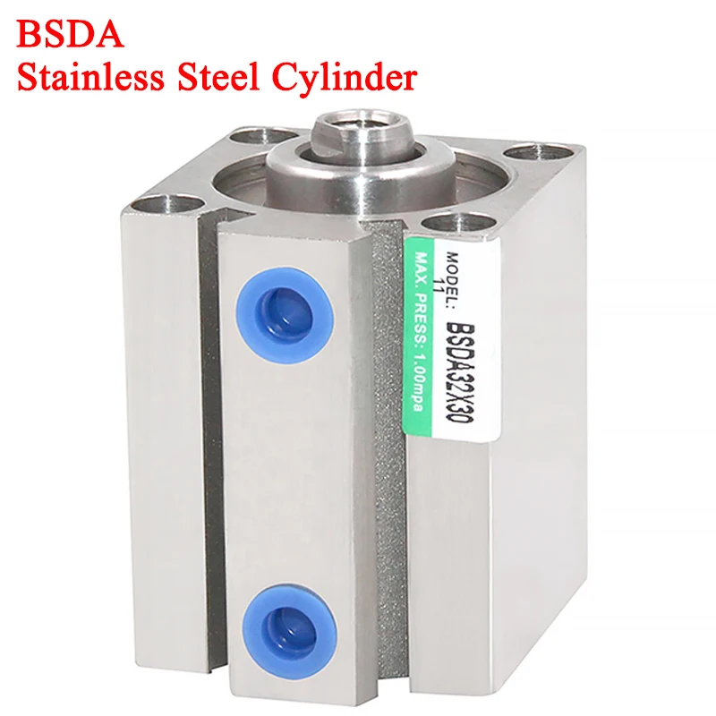 Full 304/316 Stainless Steel SDA Pneumatic Cylinder Thin BSDA32/40/50/63 Stroke 5 to 100mm Internal External Thread Customized