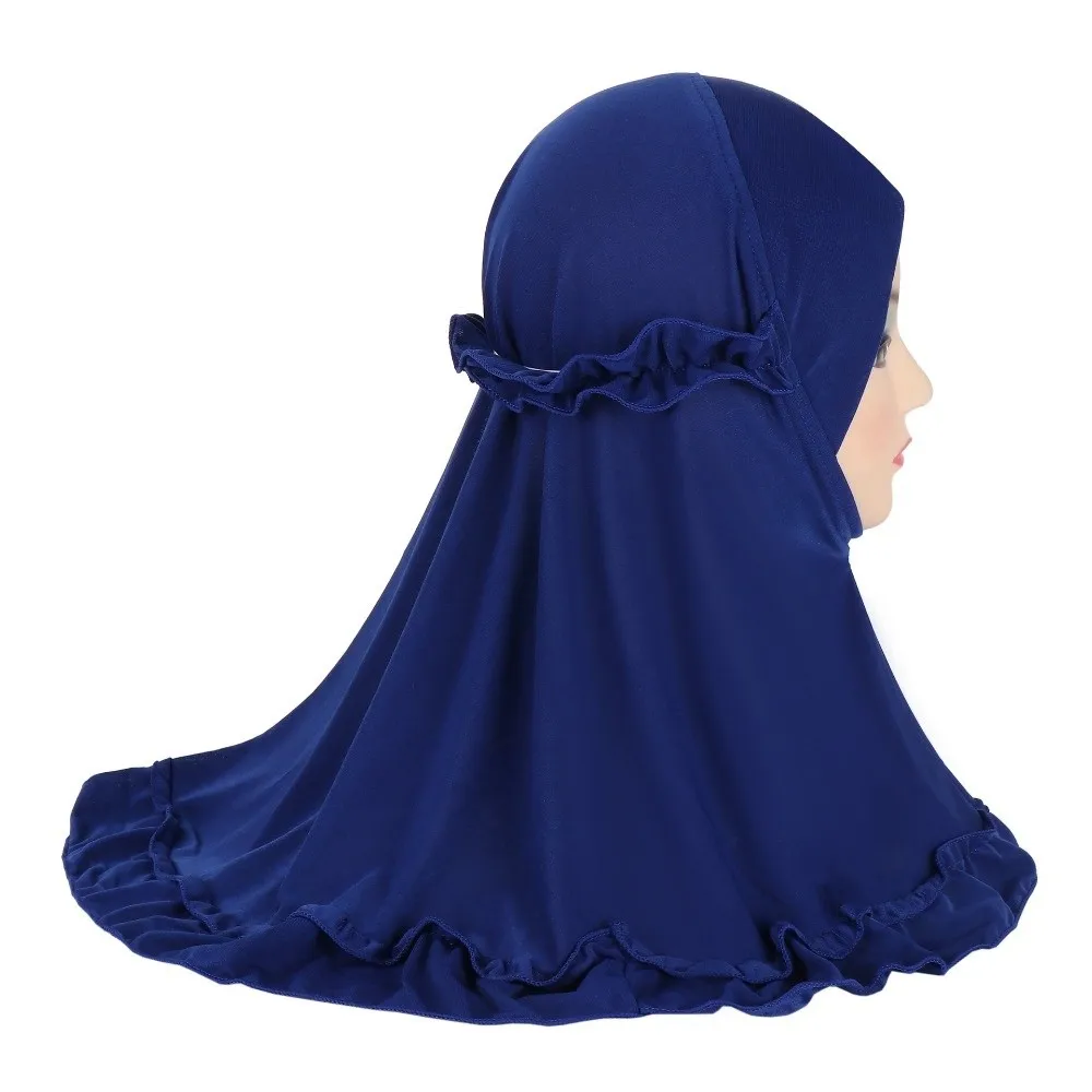 Elegant With Crinkles Ruffled Hem Hijab Cute Breathable Girl's Head Scarf Convenient Lightweight Turban Caps Children's Wear