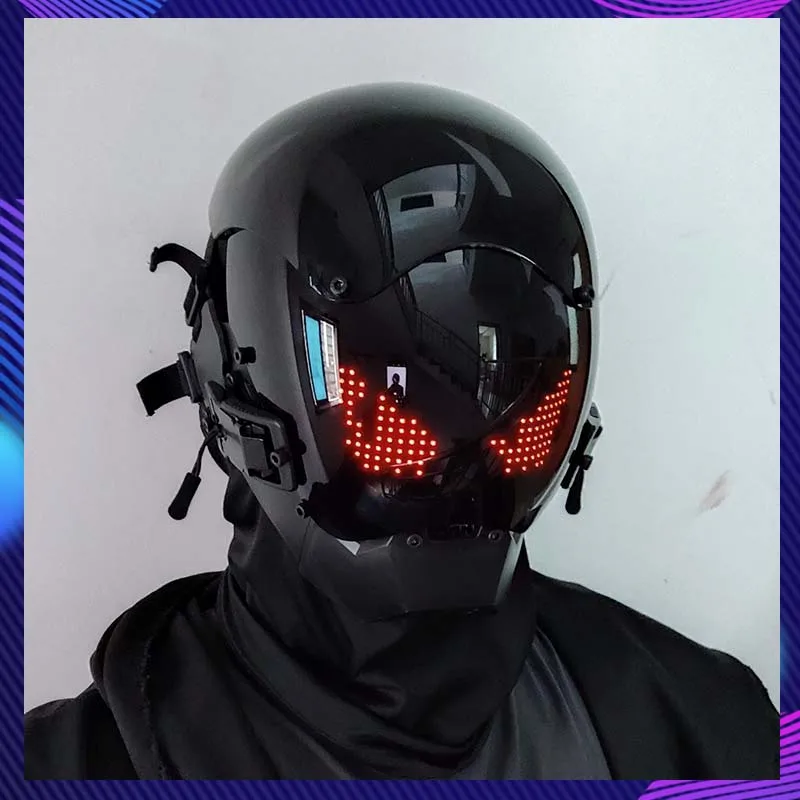 

Sci-Fi Mech Mask Costumes Cosplay Helmet With LED Color Screen Support APP Control Halloween Party Bar Props Cyber Punk Mask ﻿