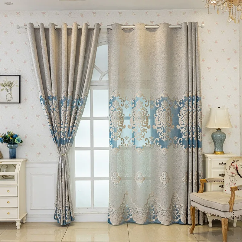 Luxurious European Style Jacquard Curtain Villa Palace Curtains for Living Dining Room Bedroom Embroidered Custom Size Wedding