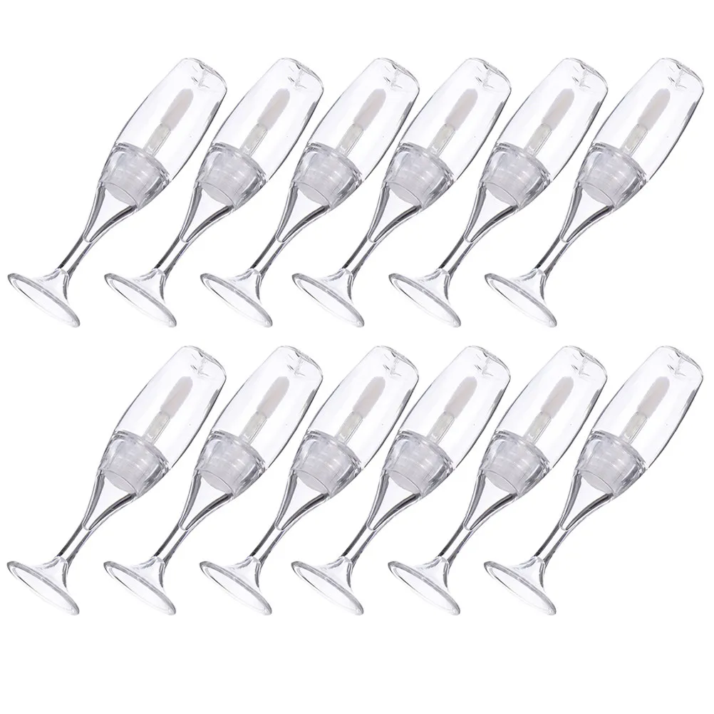 

12Pcs Wine Glass Shape Lip Gloss Tubes Portable Refillable Empty Lip Balm Containers Small Lipstick Bottles for DIY Use