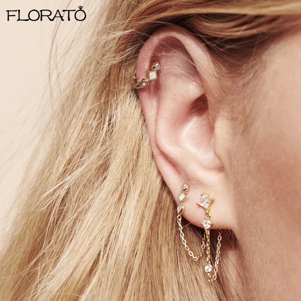 925 Sterling Silver Needle Fashion Metal Chain Long Earrings 2023 Gold Tassel Hoop Earrings for Women\'s Wedding Jewelry Gift