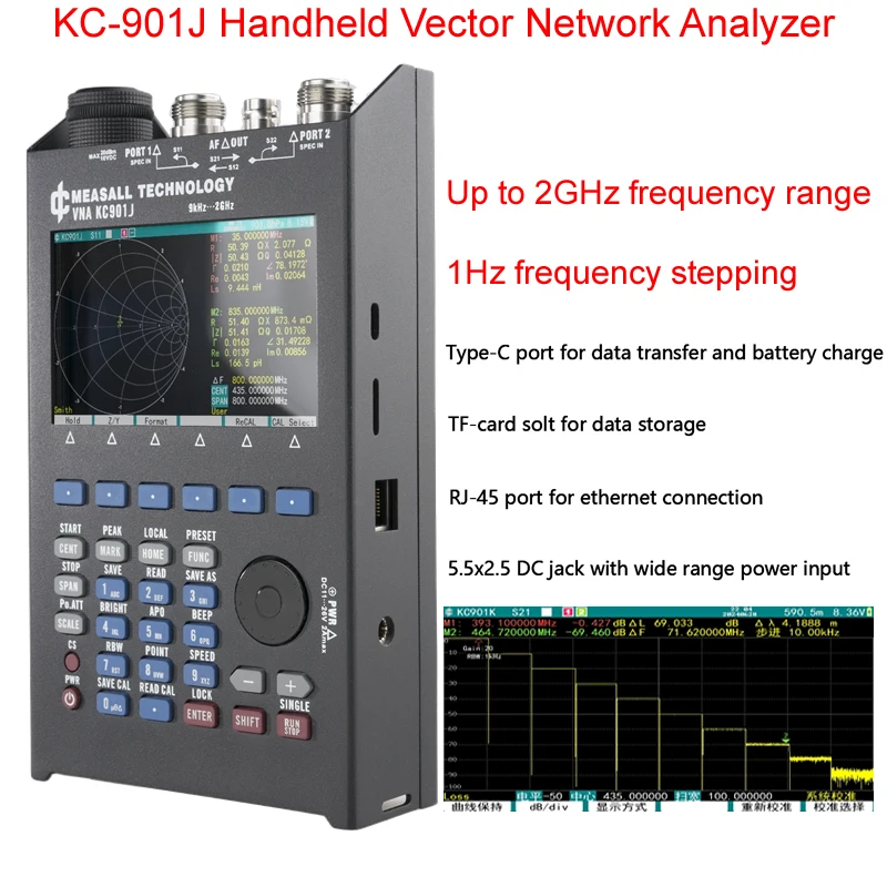 MEASALL Distributor LY.GROUP.CHINA KC901J KC-901J Handheld Vector Network Analyzer Antenna RF Spectrum Field Multi-meter SWR