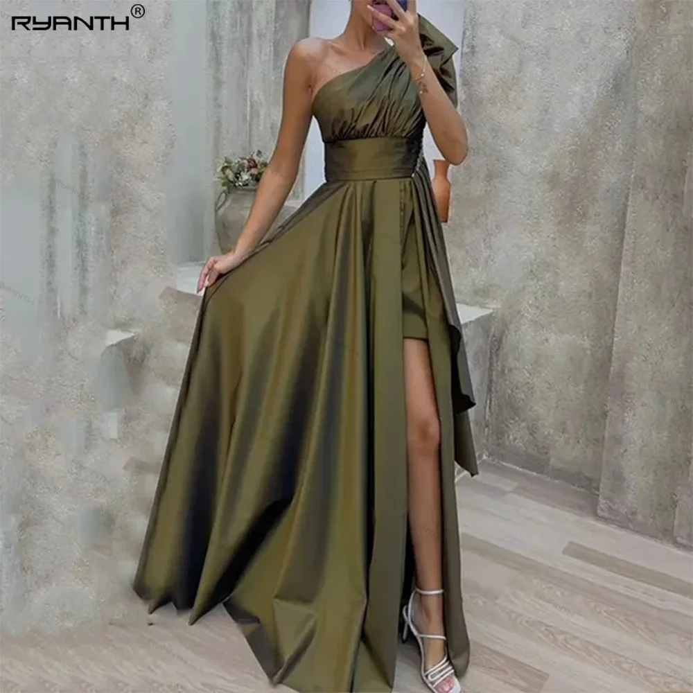 

Ryanth Elegant Evening Dress 2024 Spring Women Women Fashion Floor-length Dress Army Green Evening Dress Party Dress Sleeveless