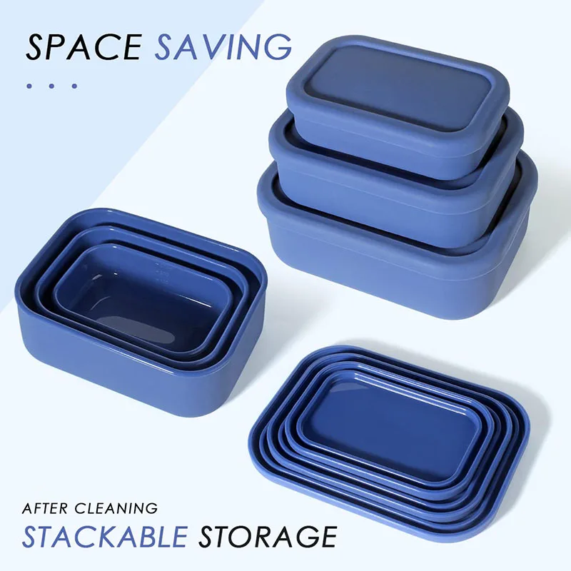 Leak-Resistant Bento Lunch Box Reusable BPA-Free Meal Prep Container Food Meal Storage Silicone Bento Box For Kids Adults Teens