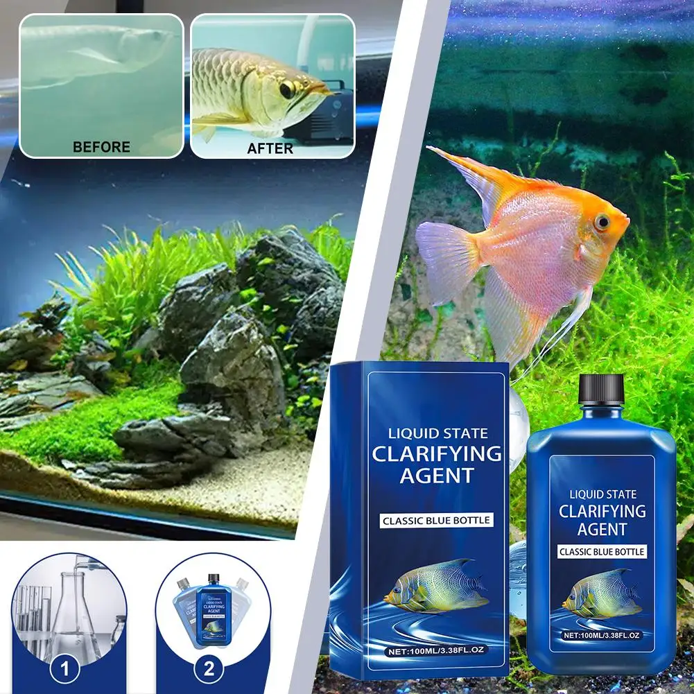 Aquarium Water Clarifier 100ml Fish Tank Cleaning Solution Liquid Water Purifier for Clear Water Aquarium Care Accessory Tool