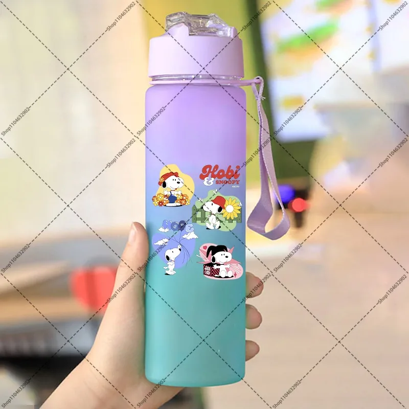 750ml Snoopys Water Bottle with Straw Cute Cartoon Anime Pattern Printed Water Cup Unisex Portable Sports Bottles Party Gifts view 3