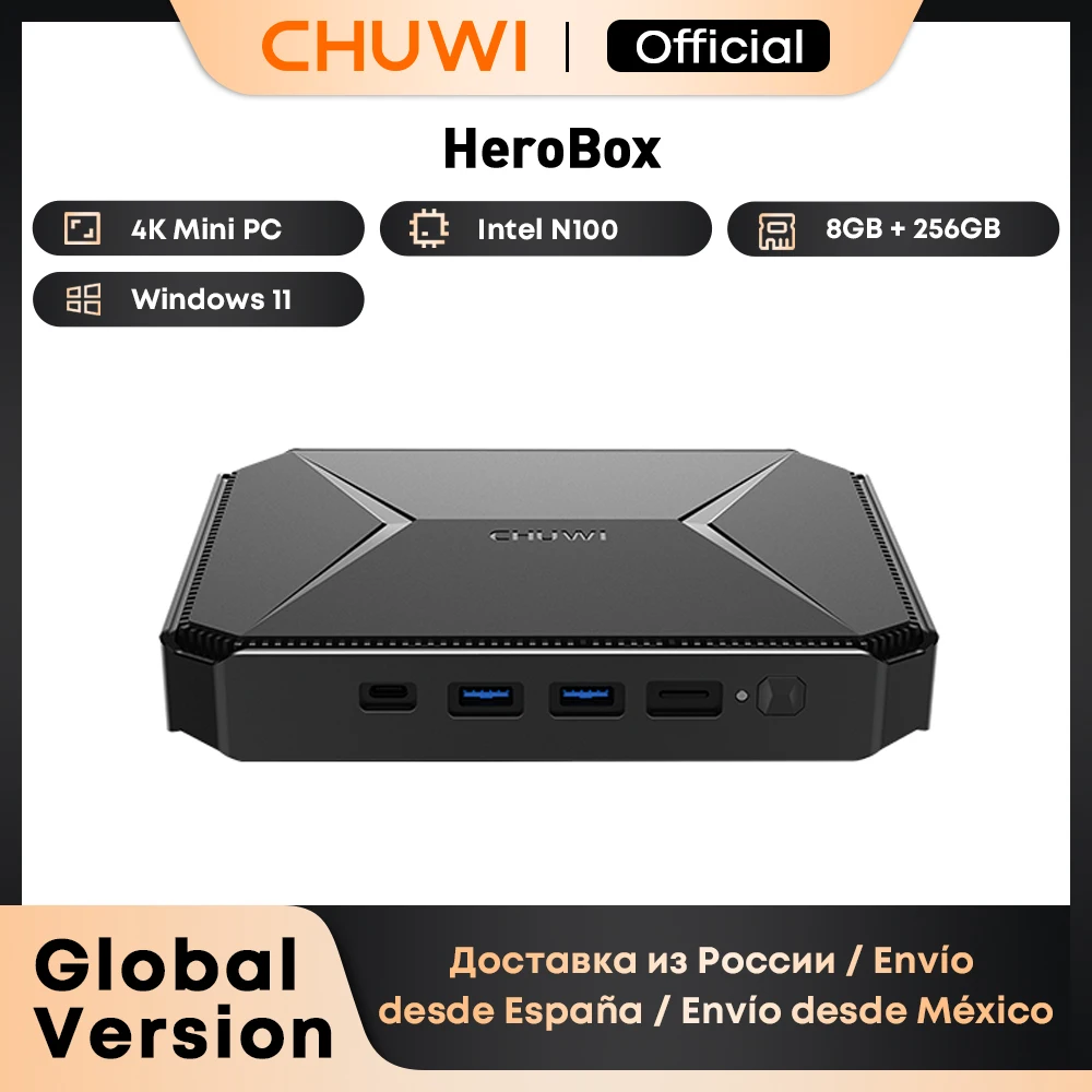 HeroBox Intel Celeron N100 Mini PC 2.7GHz Mini PC 8GB RAM 256GB SSD Windows 11 Mini Desktop Computer