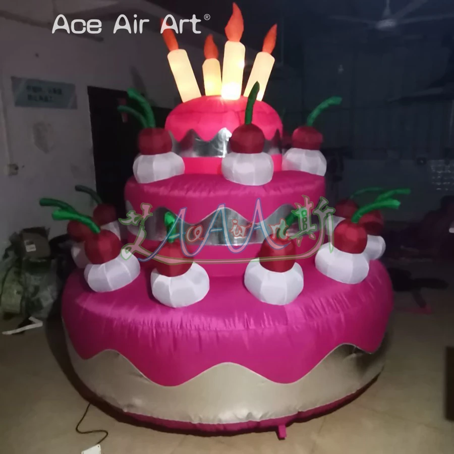 Personalized Custom Inflatable Cake With Led Light For Celebration/Birthday Party Decoration Made By Ace Air Art