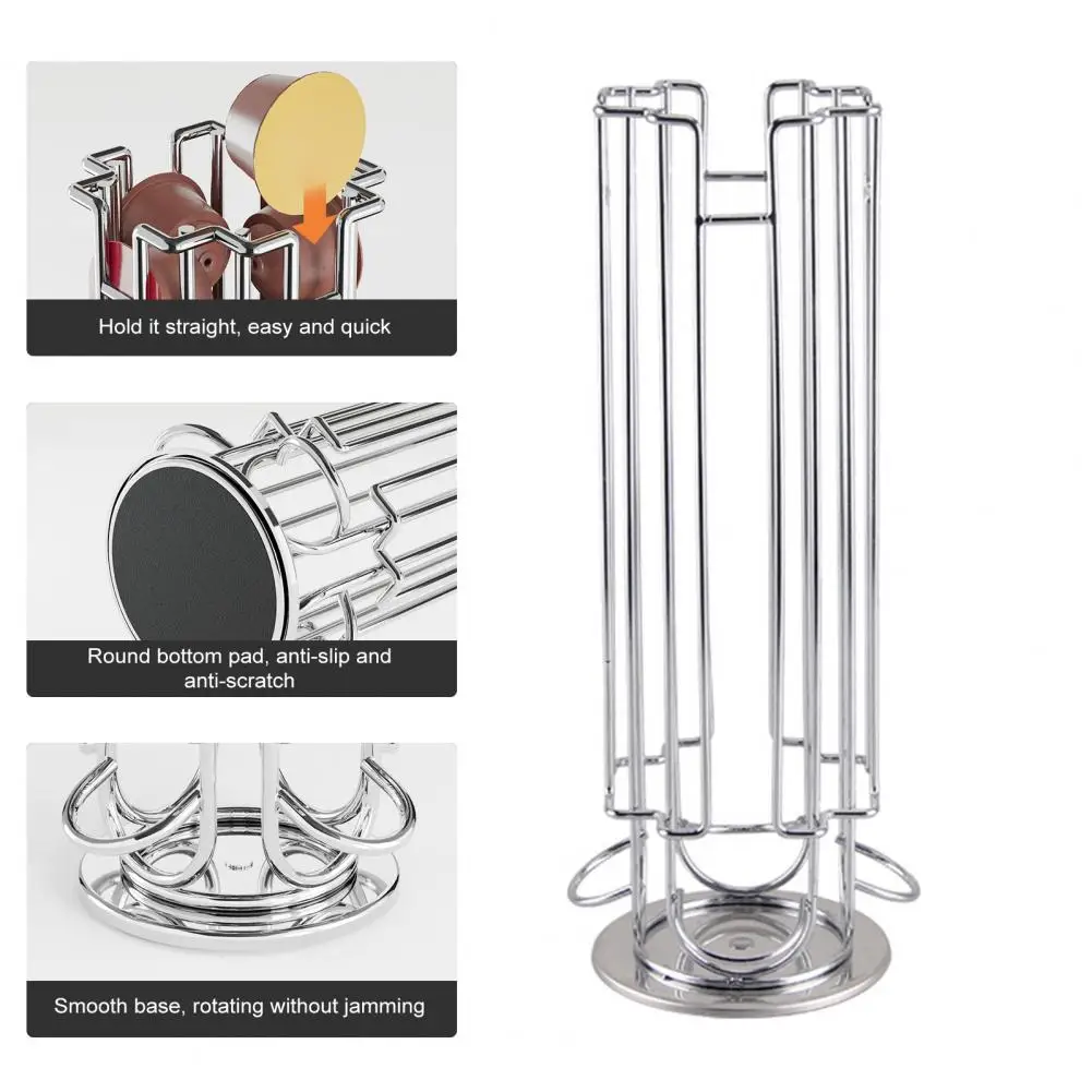 Non-slip Coffee Storage Rack Coffee Capsule Holder Stand Rack for Nespresso Vertuoline 360-degree Rotatable Organizer Carousel