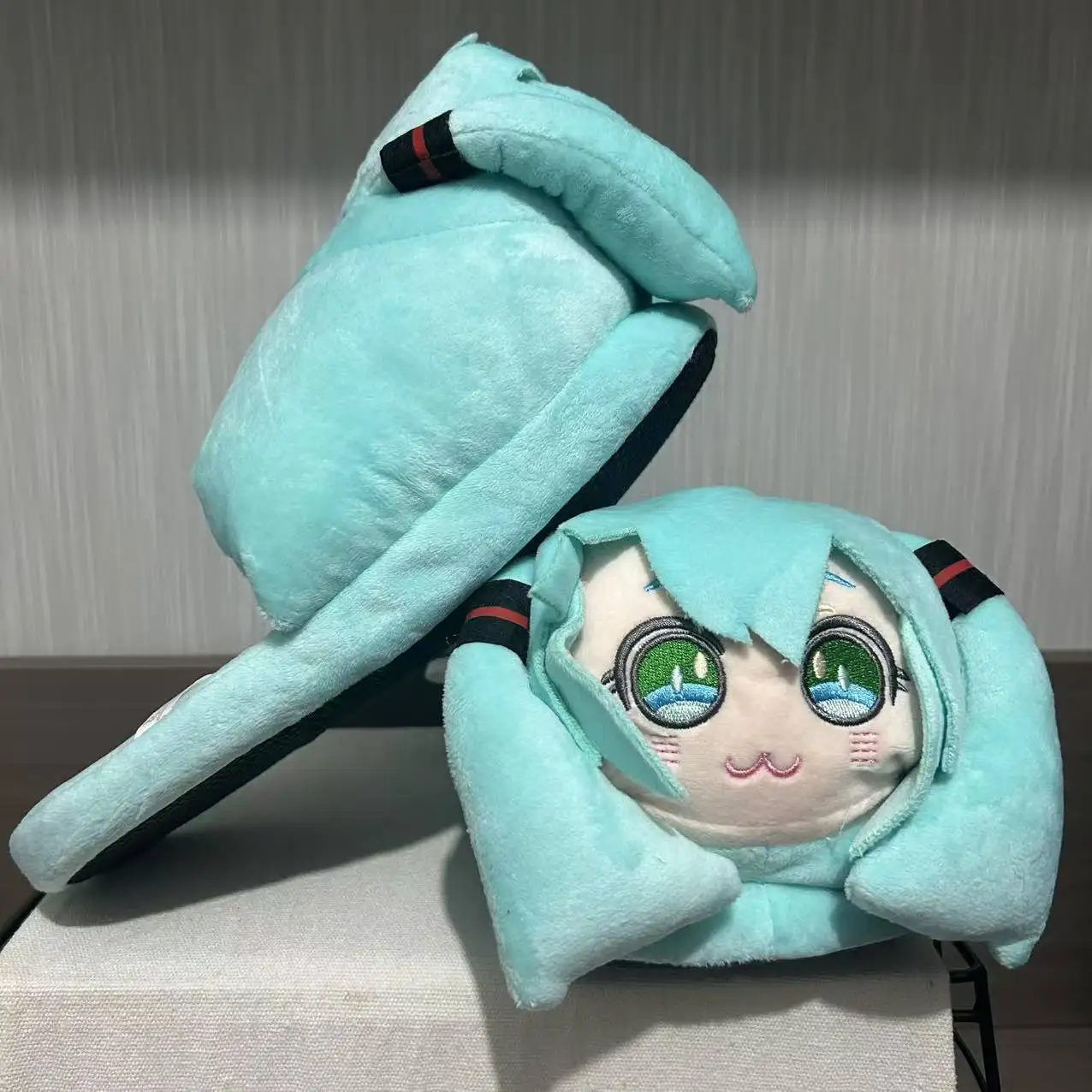 

New Anime Hatsune Miku Kawaii Figure cotton slippers Toys Doll Cosplay props Gifts