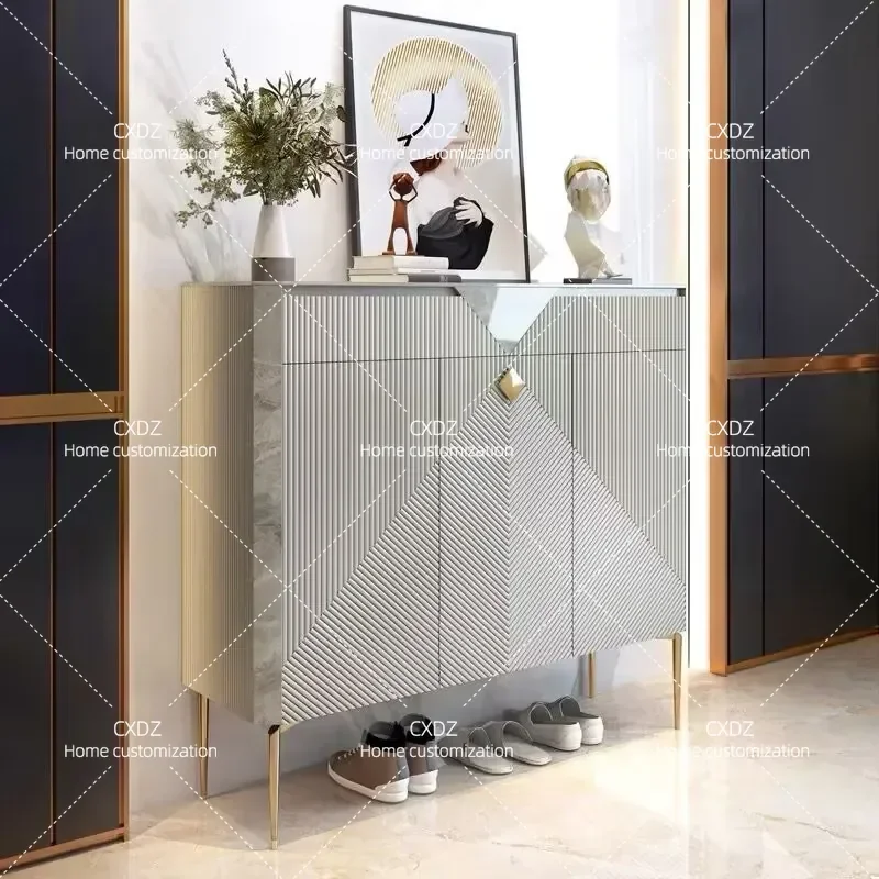 Modern Entryway Shoe Cabinet Wall Mounted Slate Storage Unit for Front Door Hallway Organization Slim Design Home Decor