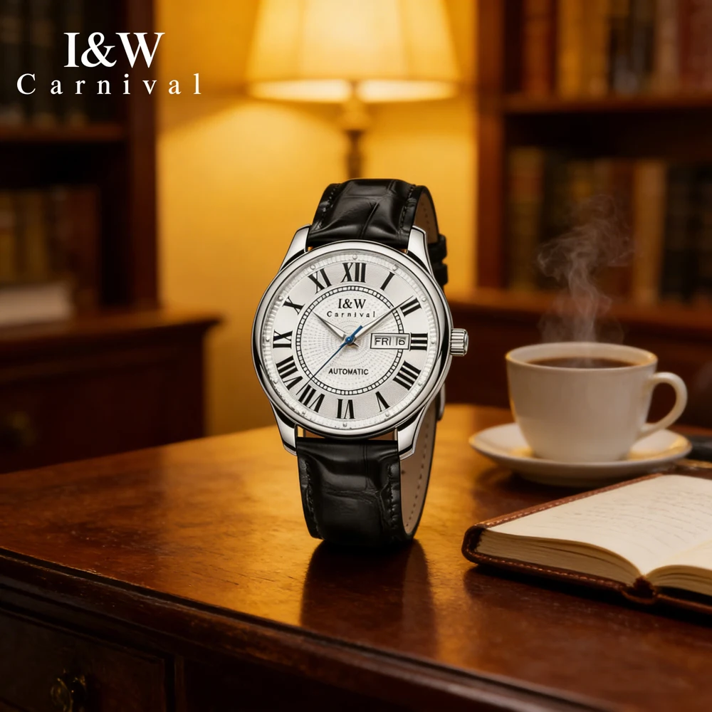 Carnival Brand IW Series Luxury MIYOTA Movement Mechanical Watch for Men Leather Waterproof Fashion Sapphire Mirror Mens Watches - view 3
