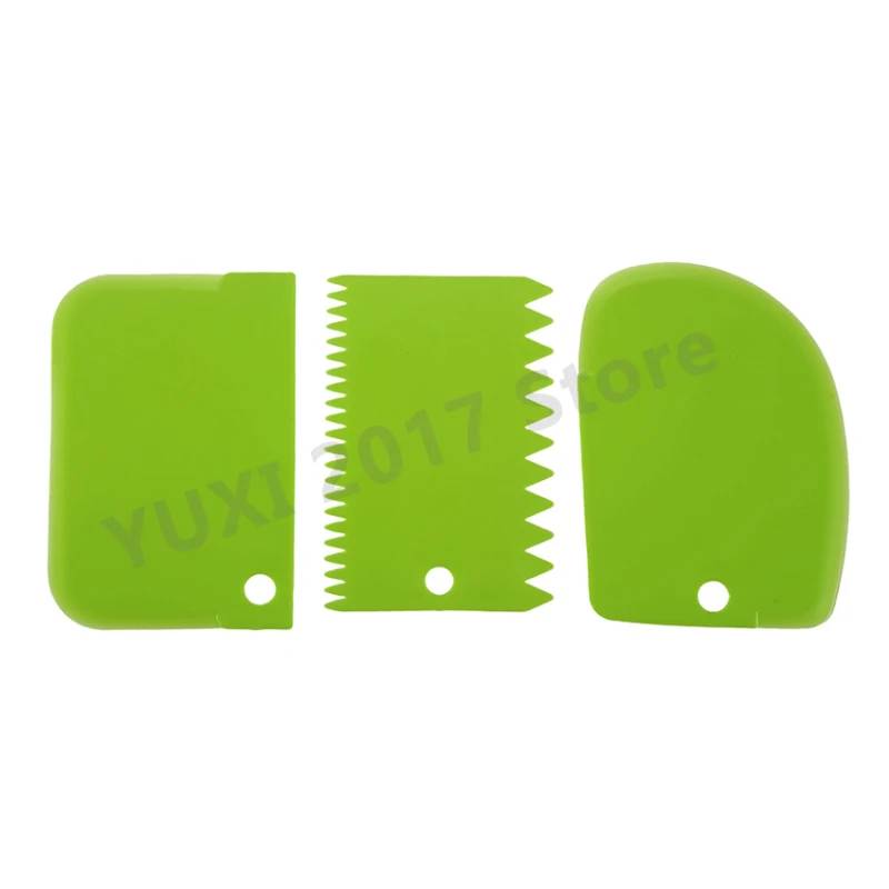3-piece Butter Scraper DIY Kitchen Straight Curved Toothed Butter Bread Knife Plastic Cake Puree Scraper Baking Tool