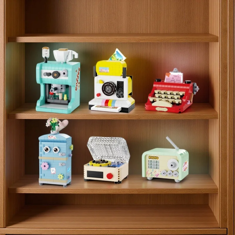 100+ PCS Retro Home Appliance Building Block Toys Set - 6 Classic Styles Fun Assembly Collectible & Decorative