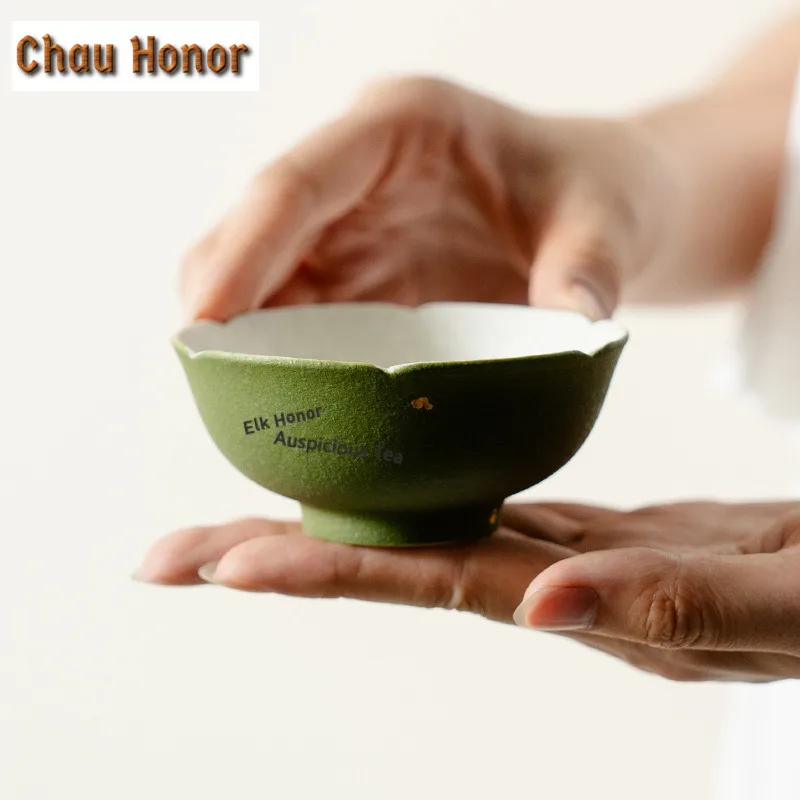 100ml Green Oranges Sprinkled Gold Teacup Creative Tea Bowl Sample Tea Cup Tea-tasting Fragrance Cup Chazhan Master Cups Gift