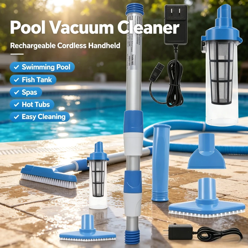 Handheld Cordless Pool Vacuum Cleaner Rechargeable Portable for Swimming Pool & Spa Hot Tub