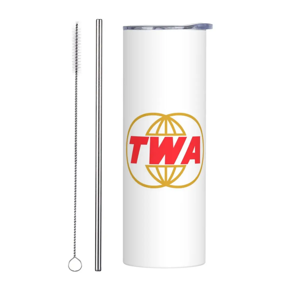TWA Airlines - Vintage Log Stainless Steel Tumbler Vacuum Insulated Mugs Thermal Cold Cup Straw With Lid 20oz