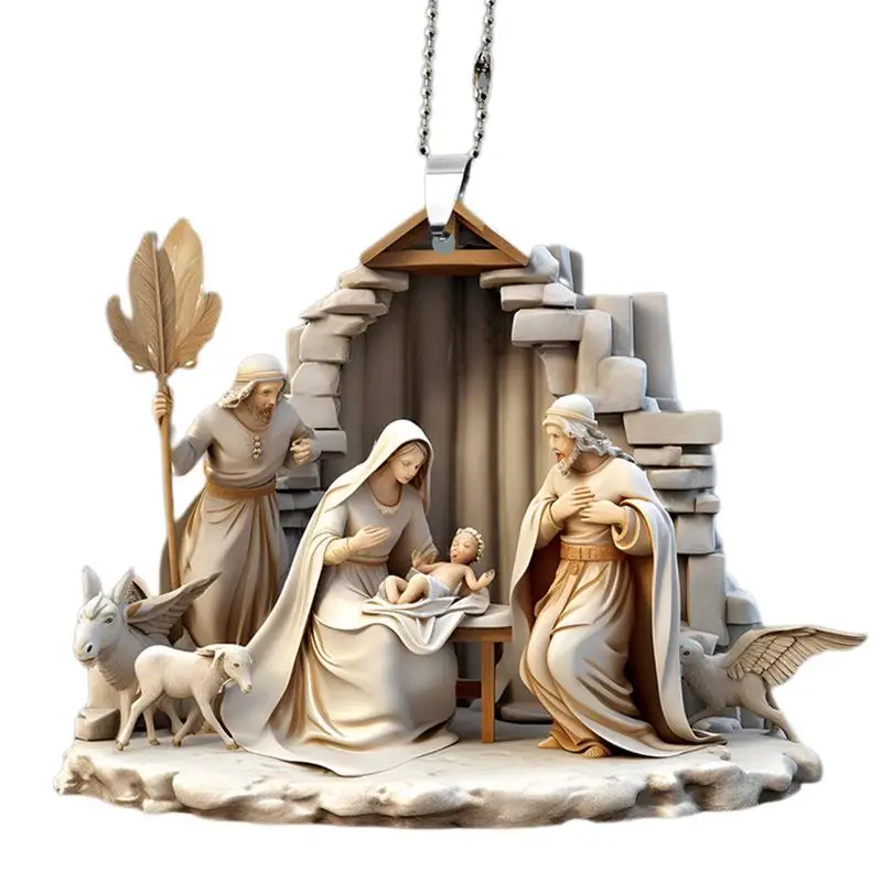 Ornamentos de presépio, decoração de nascimento de jesus, decoração de árvore de natal, pingente de presépio acrílico 2d