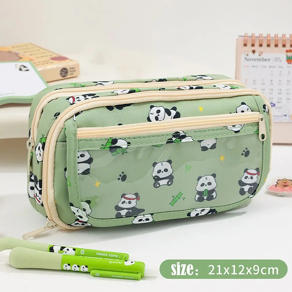 Astuccio multistrato capibara Panda Dog Rabbit custodia per cancelleria di grande capacità custodia trasparente Flip Cover