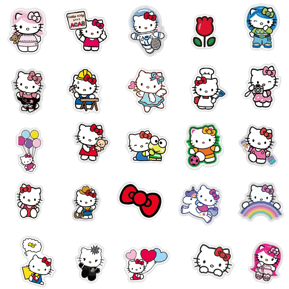 50PCS Sanrio Series Hello Kitty Stickers Cute Multi-purpose Stickers Waterproof Decorative Refrigerator Computer Stickers