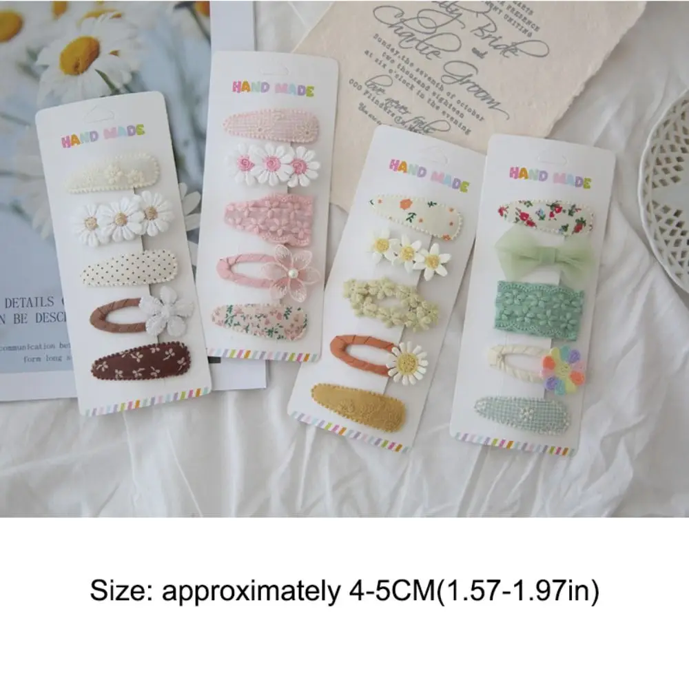 5 قطع أزياء لطيف جميل مقاطع الشعر اعتصامات نمط القطن الفتيات BB مقاطع المشابك إكسسوارات الشعر