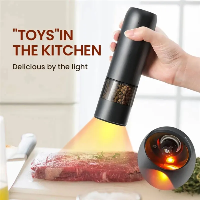 New Electric Automatic Grinding Pepper Salt Grinder USB Rechargeable Spice Salt Pepper Adjustable Coarse Grinder Kitchen Tool