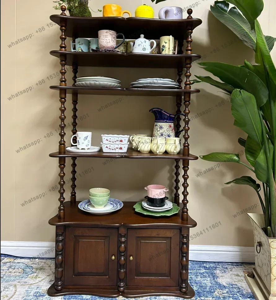 

Simple Medieval Shelf Four-layer Display Cabinet, Solid Wood Flower Stand Walnut Flower Stand