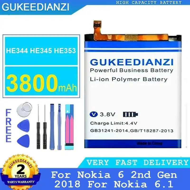 

HE344 HE345 HE353 аккумулятор мобильного телефона высокая совместимость для Nokia 6 2Nd Gen 2018 6,1 3800 мАч производительность