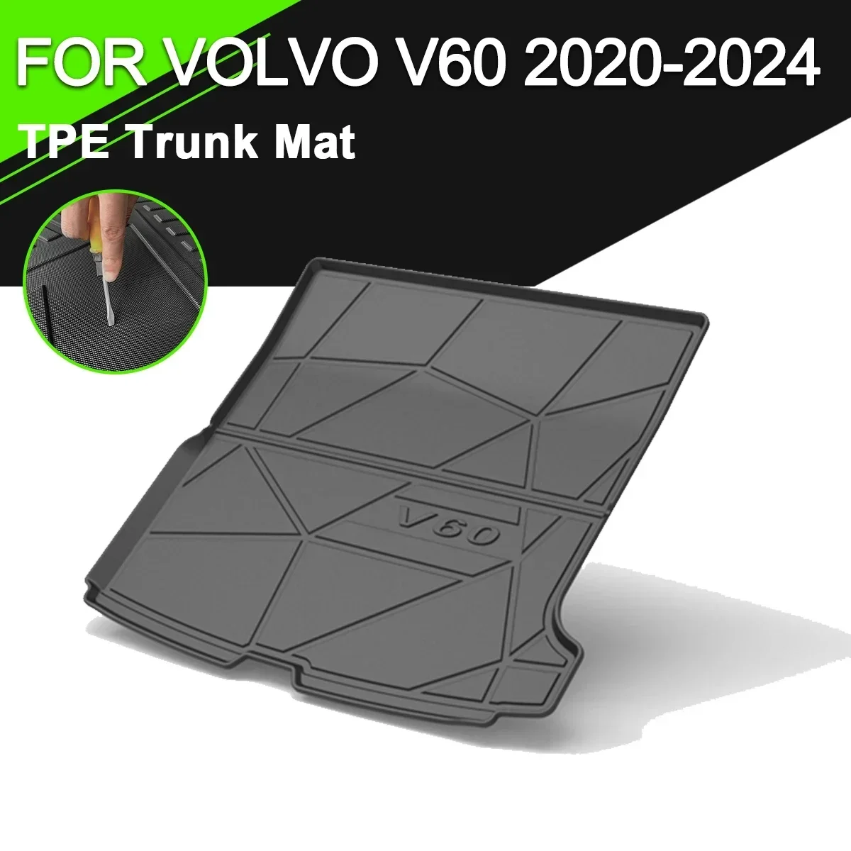 

Car Rear Trunk Cover Mat TPE Waterproof Non-Slip Rubber Cargo Liner Accessories For Volvo V60 2020-2024