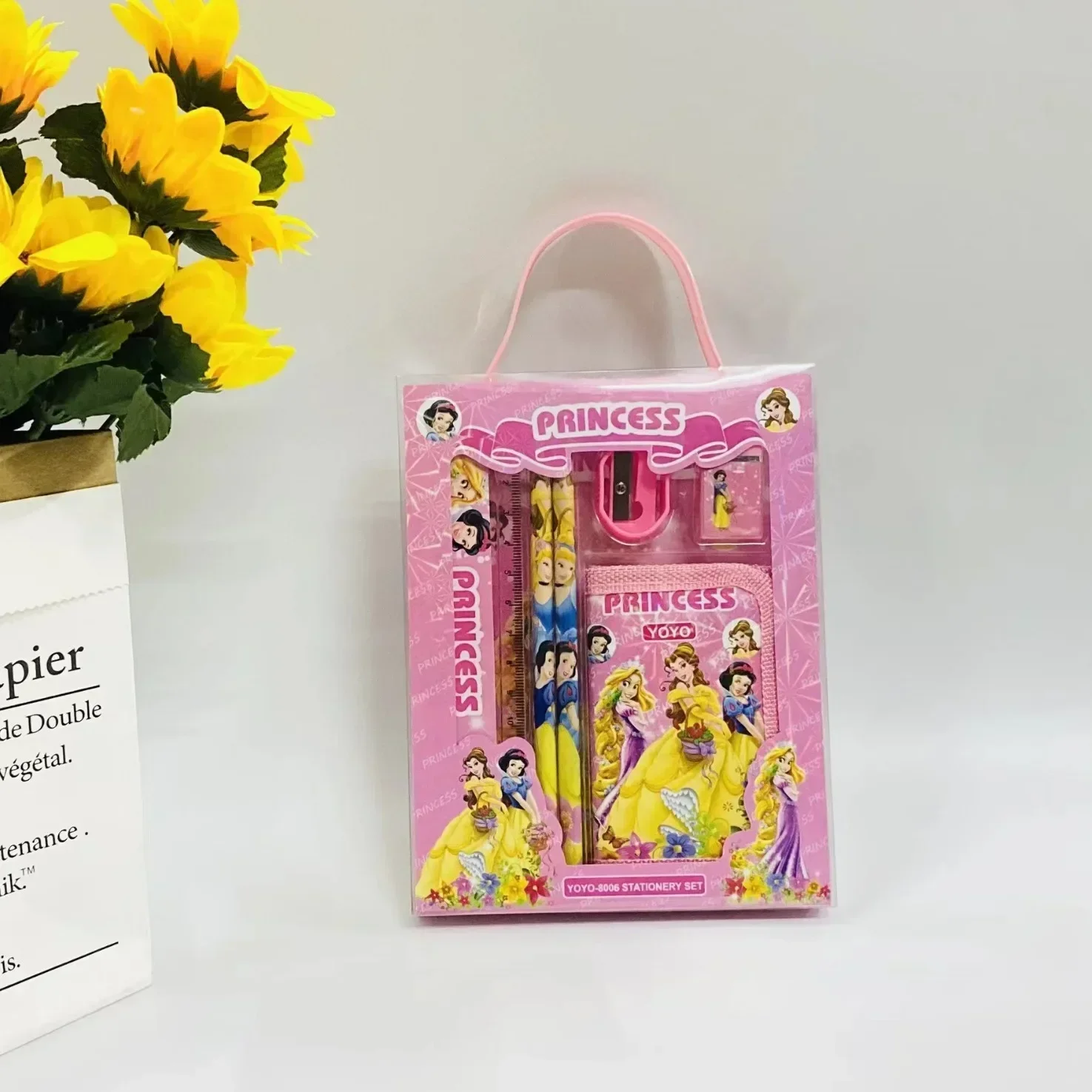 Disney Princess Cartoon Stationery Kit with Pencils, Notebook, Sharpener, Eraser & Ruler, Kids Back to School Gift Toy