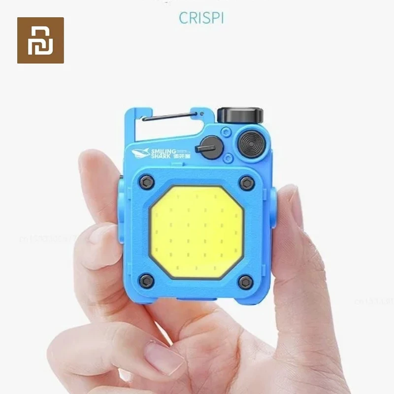 Xiaomi ยิ้มฉลามไฟฉายแม่เหล็กผ้าคลิปไฟวิ่งกลางแจ้งไฟที่แข็งแกร่ง Camping โคมไฟพร้อมไฟแสดงสถานะ