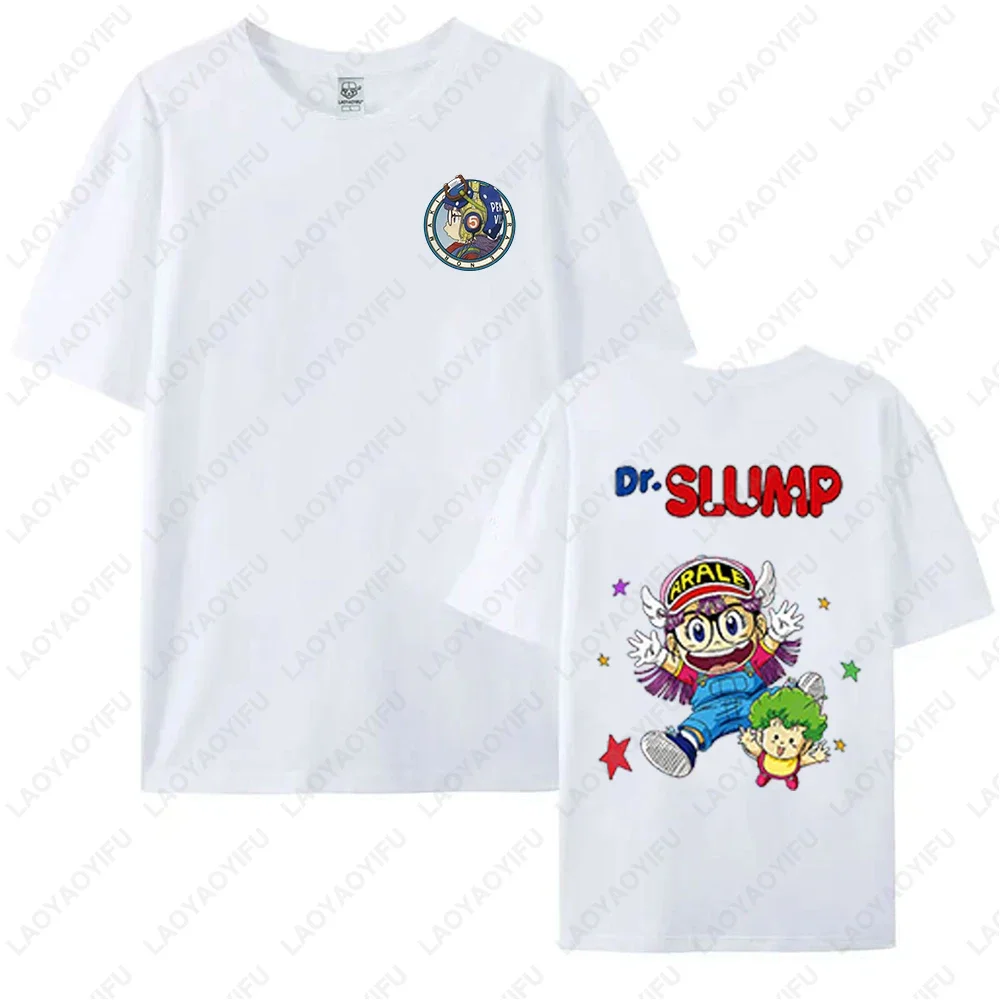 Kawaii Arale T-shirts Man Women Graphic Japanese Manga Tshirt Y2k Clothes Cotton Short-sleev Tee Clothing Two-sided Printed Tops