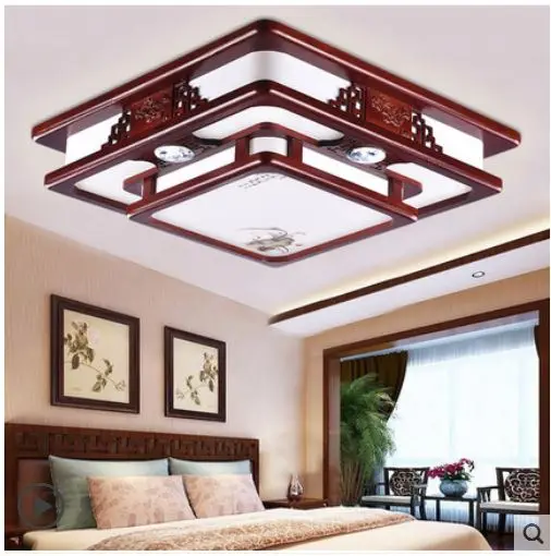 Chinese Style Living Room  Rectangular Chinese Style Ceiling Lamp Bedroom  Solid Wood  Antique Study Room Lamp