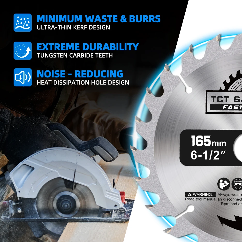 CMCP 1 قطعة TCT شفرة منشار النجارة 165 مللي متر شفرة منشار دائري TCT كربيد شفرة المنشار أسطوانة تقطيع الخشب 24/40/48/60T #4