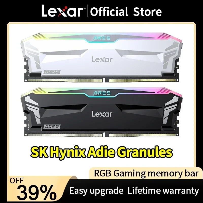 Lexar ARES RGB DDR5 RAMs 6400MHZ/7200MHZ Gaming Overclocked Memory Stick Desktop PC Memory Kit 32GB(16G×2) Hynix Adie Particles