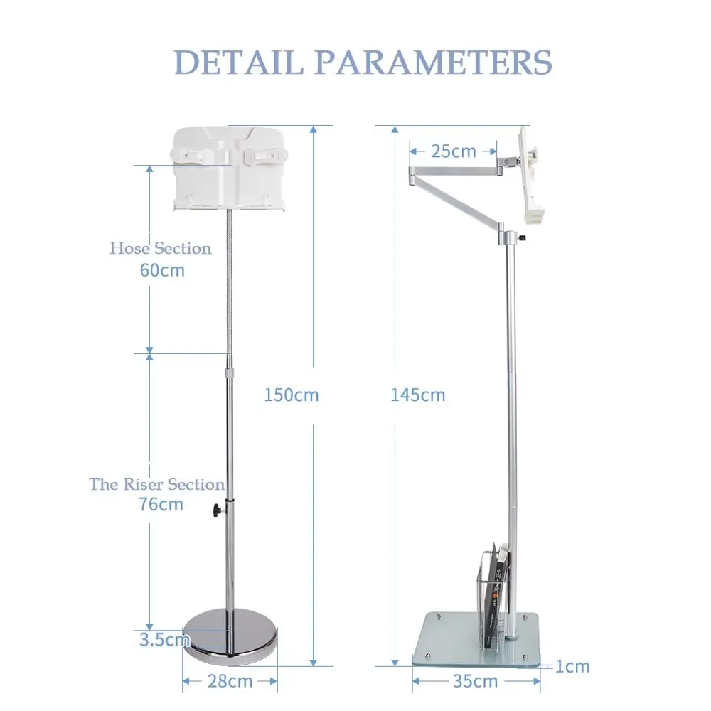 Metal Portable Reading Stand Height Adjustable Rotatable Floor Book Holder For Bedside Home Use