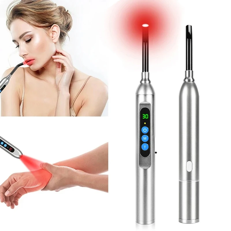 Tuhopeta Rotlichttherapiegerät für Wunden im Mund, 660 nm, 850 nm, Nahinfrarot-LED-Hautpflegestab zur Behandlung von Kältewunden