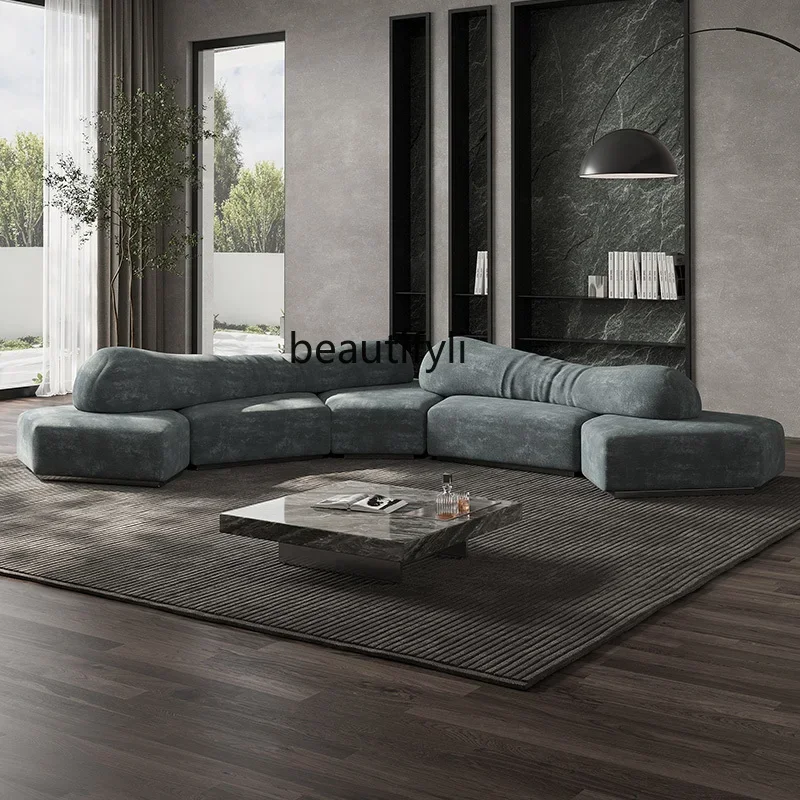 S132 Living room Italian minimalist fabric sofa Villa module double-sided special-shaped cloth sofa