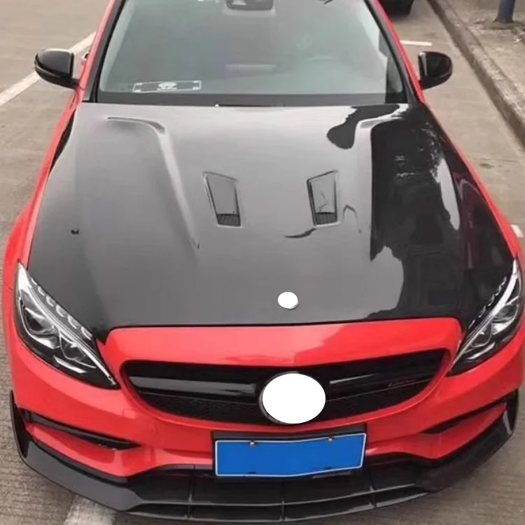 

Racing Style Carbon Fiber Engine Bonnet For Mercedes C-Class W205 C200 C260 C300 2015-2021