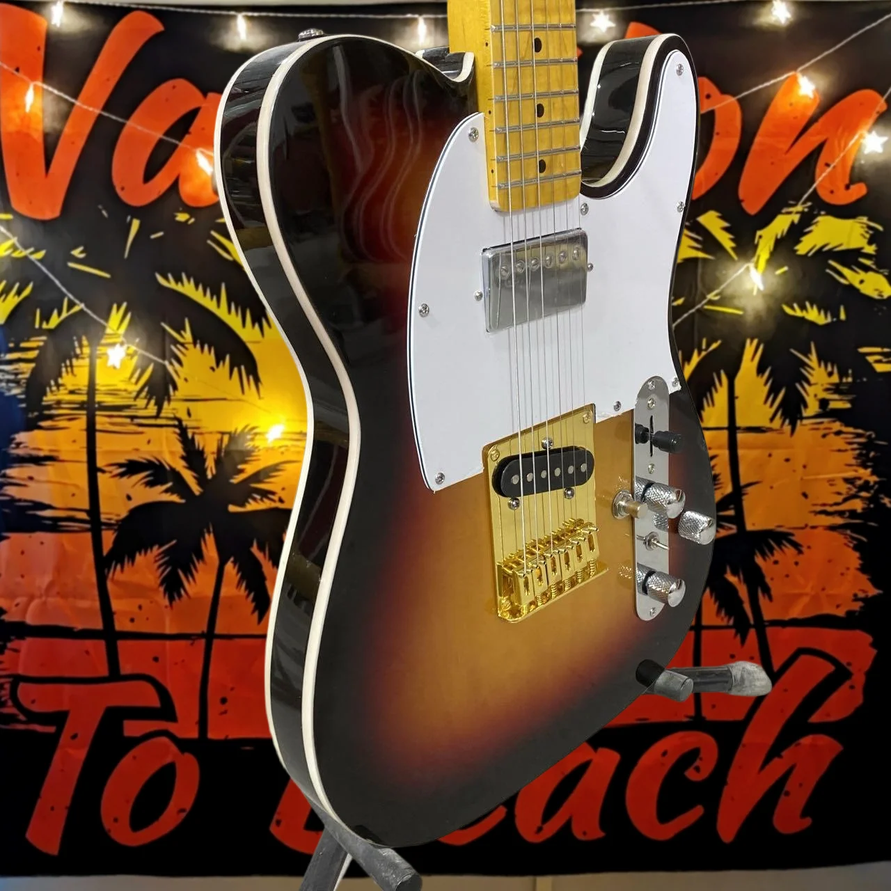 

Vintage Sunburst Tele Electric Guitar, 50 S Hs Pickups & Maple Neck, Ideal for Country & Rock