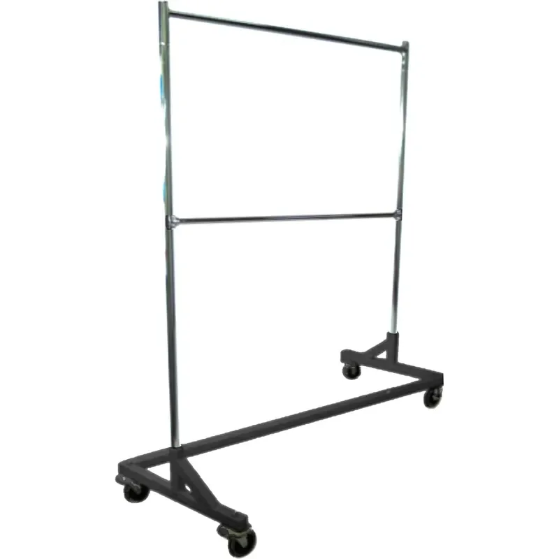 GR600-EH Deluxe Commercial Grade Rolling Z Garment Rack 400lb Capacity 63 Length with Add-On Extra Double Rail Adjustable