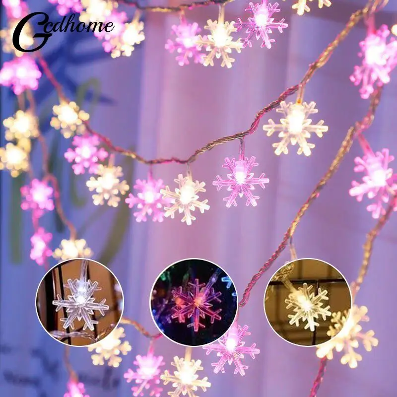 Christmas Decoration 2023 Snowflake Ball Cherry Moon String Lights Festoon Led Light Street Garland Holiday Lighting New Year