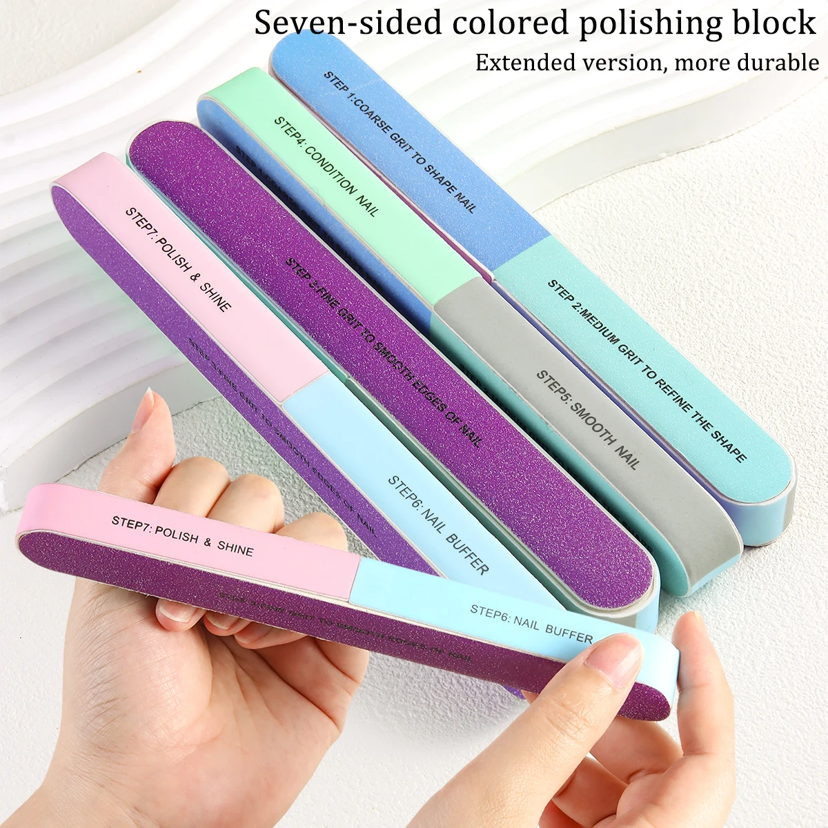 7-Sided Sponge Nail Polishing Nail File Multi-Functional Professional Sandpaper Nail File Nail Surface Buffing Tool Nail Care