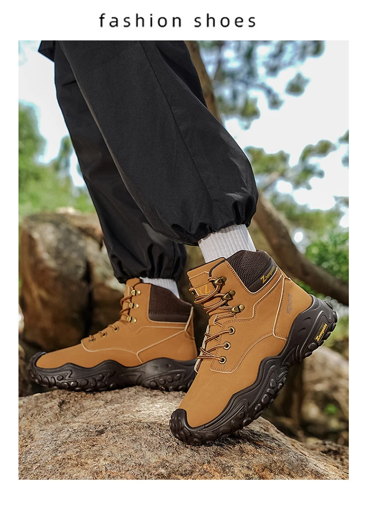Outdoor-Wanderstiefel mit dicken, rutschfesten Sohlen, atmungsaktivem Mesh-Obermaterial, geeignet für Bergsteigen, Camping, Kiespfade und vollständig anpassbar für tägliche Outdoor-Wanderungen, mit Anti-Rutsch- und Stoßdämpfungseigenschaften – Detail 10