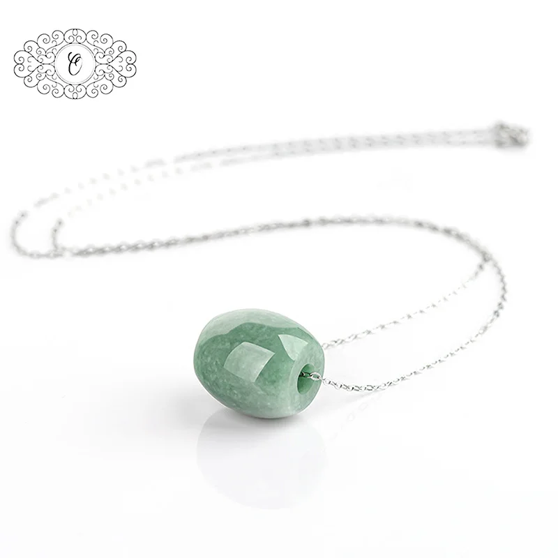 

Talisman For Good Fortune: Serene Green Jade "Lulu Tong" Round Pendant, Minimalist Elegant Necklace