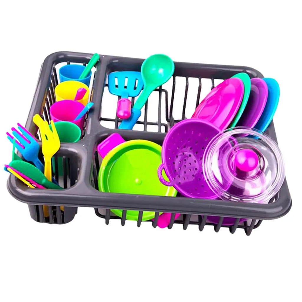 Los niños juegan cocina vajilla juego fregadero platos educación temprana